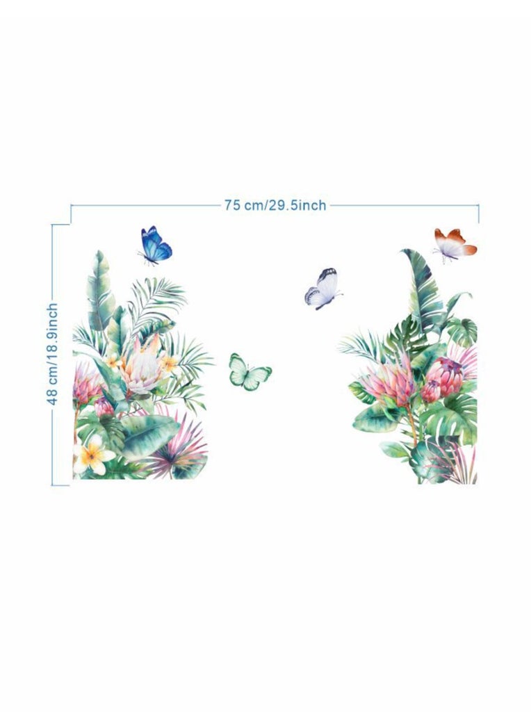 Y&D Tropical Art Fresh Leaf Self-Adhesive Removable Wall Stickers Perfect For Bedroom Corner Skirting In Living Room  - Image 2