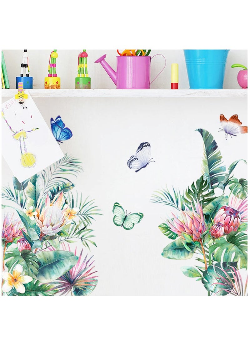 Y&D Tropical Art Fresh Leaf Self-Adhesive Removable Wall Stickers Perfect For Bedroom Corner Skirting In Living Room  - Image 1