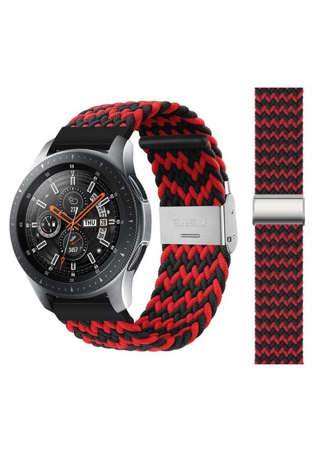 Perfii Adjustable Braided Solo Loop Band for Samsung Galaxy Watch3 45mm Black/Red - Image 1
