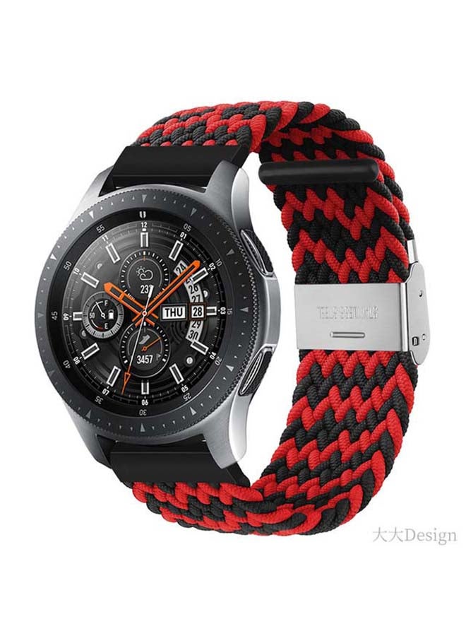 Perfii Adjustable Braided Solo Loop Band for Samsung Galaxy Watch3 45mm Black/Red - Image 2