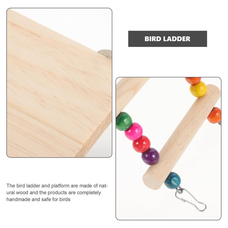 TEHAUX Wooden Bird Climbing Ladder With Swing And Multi Perch Stand - Image 4
