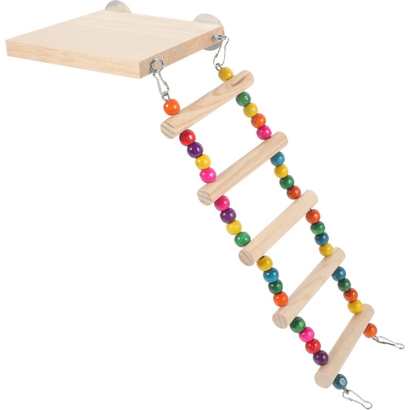 TEHAUX Wooden Bird Climbing Ladder With Swing And Multi Perch Stand - Image 2