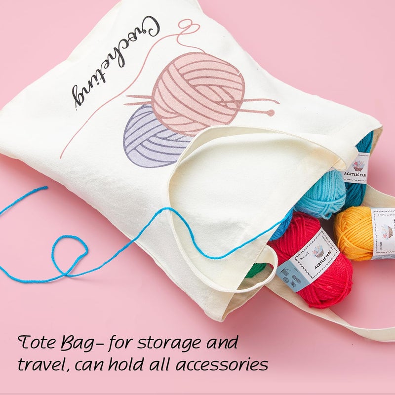 INSCRAFT Crochet Kit for Beginners Adults, 18 Large Acrylic Yarn Skeins 1800 Yards Yarn, 105 PCS Crochet Kit with Hooks Yarn Set,Includes Canvas Tote Bag, Ideal Starter Pack for Professionals - Image 3