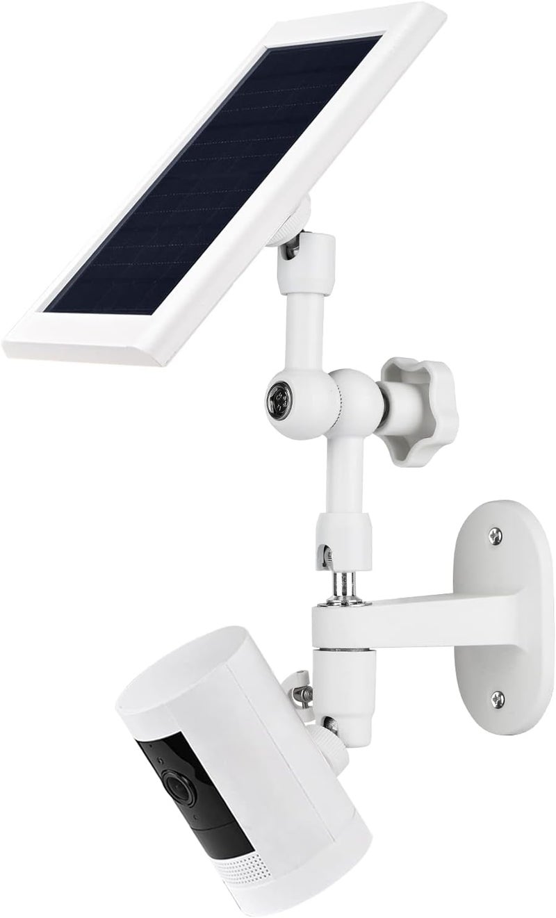 ALERTCAM 2-in-1 Wall Mount for Ring Solar Panel, Stick Up Cam Battery and Spotlight Cam Battery, Adjustable Angle to Get Maximum Sunlight for Your Ring Solar Panel - White - Image 1