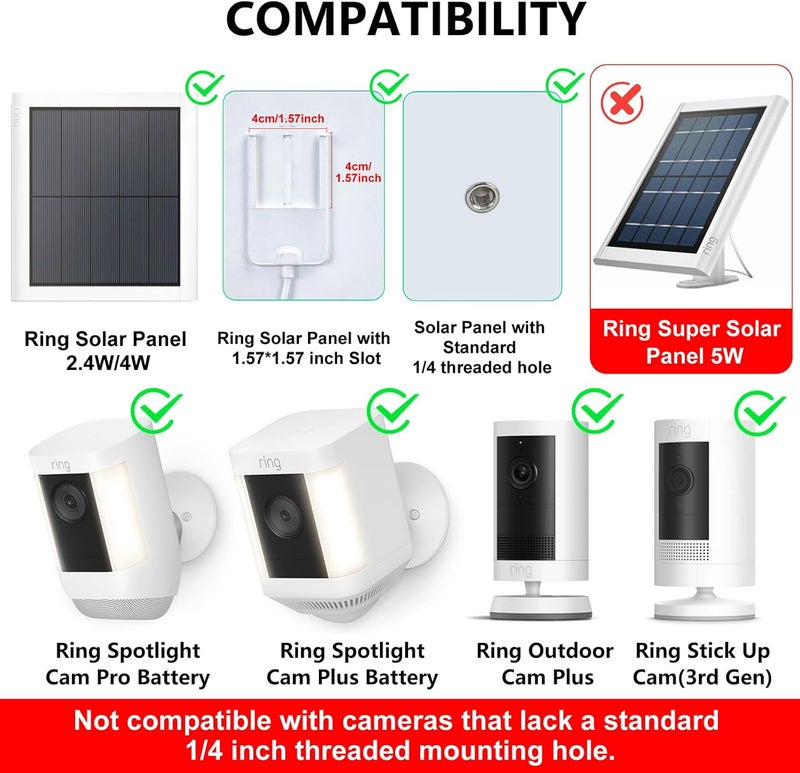ALERTCAM 2-in-1 Wall Mount for Ring Solar Panel, Stick Up Cam Battery and Spotlight Cam Battery, Adjustable Angle to Get Maximum Sunlight for Your Ring Solar Panel - White - Image 2