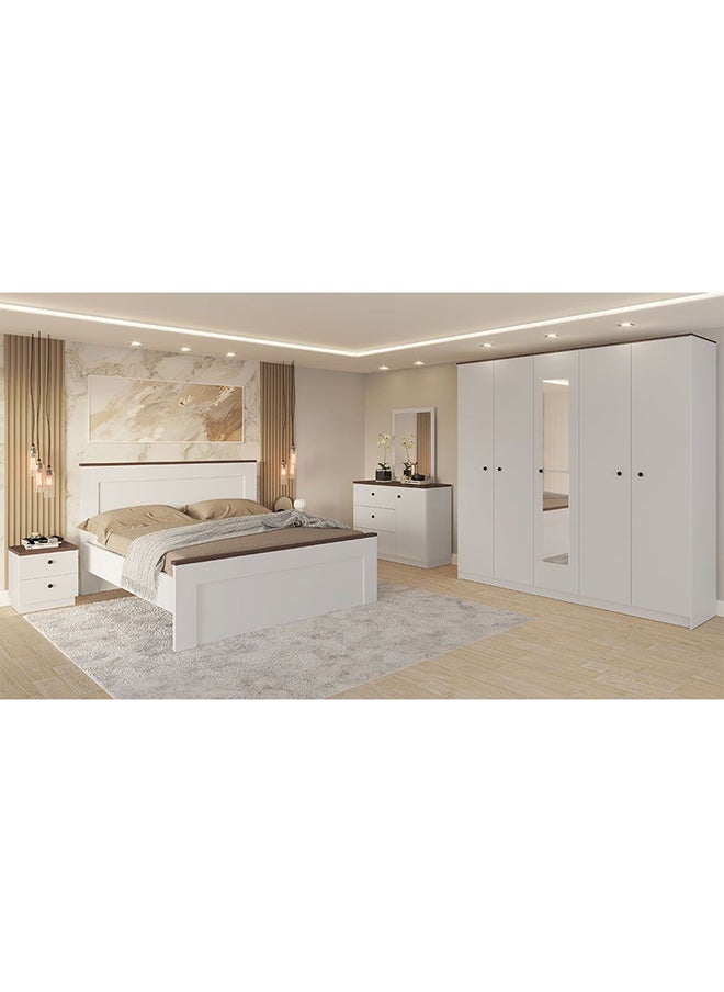 DANUBE HOME Danube Home Pera King Bed Sturdy Modern Design Wooden Double Bed Frame Furniture L 214.8 x W 187.7 x H 120 cm White/Light Walnut  - Image 2