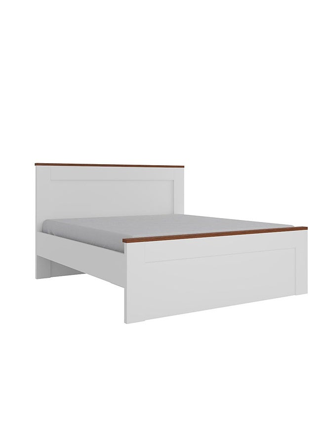 DANUBE HOME Danube Home Pera King Bed Sturdy Modern Design Wooden Double Bed Frame Furniture L 214.8 x W 187.7 x H 120 cm White/Light Walnut  - Image 1