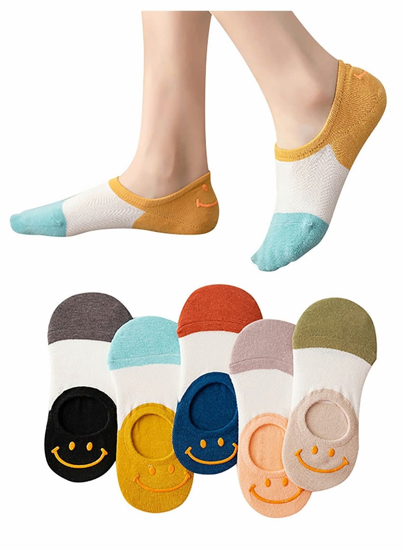 Y&D Women's Low Cut Socks, 5 Pairs Invisible Cute Hidden Non-Slip Breathable Thin Socks  - Image 1