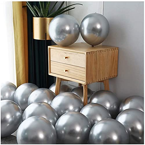 atorakushon Latex Silver Color Super Quality Rubber Balloons 10" Christmas Xmas Balloon Best For Theme Party Decoration Birthday Wedding Anniversary Office Party Purpose Opening Ceremony Pack of 25 - Image 1