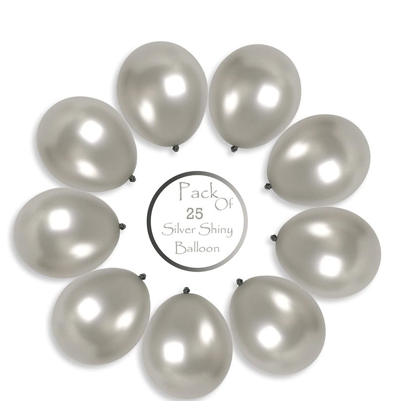 atorakushon Latex Silver Color Super Quality Rubber Balloons 10" Christmas Xmas Balloon Best For Theme Party Decoration Birthday Wedding Anniversary Office Party Purpose Opening Ceremony Pack of 25 - Image 2