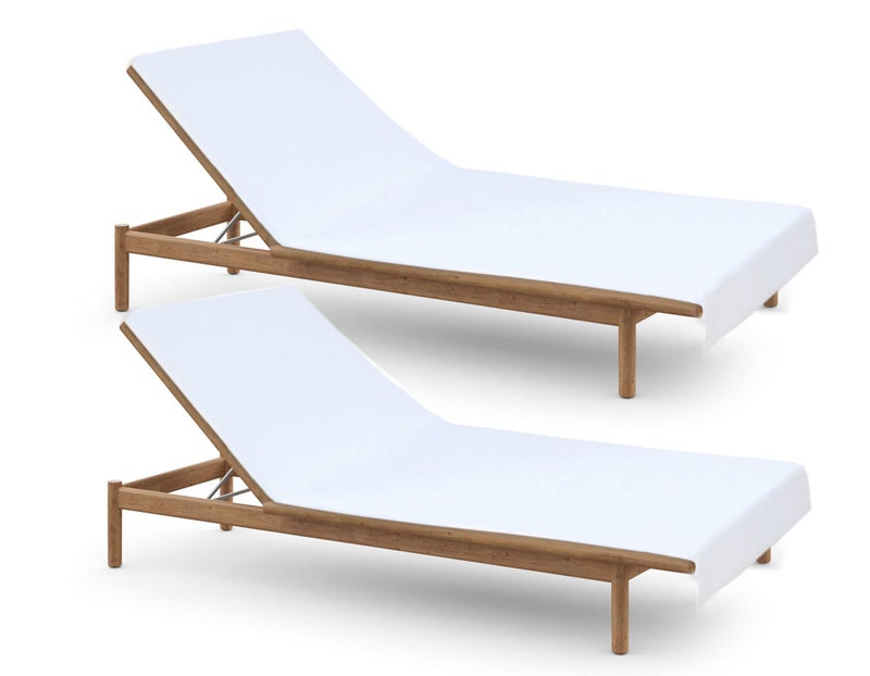 Cotton Craft COTTON CRAFT Pool Lounge Chair Cover  2 Pack 100 Cotton Soft Ringspun Terry Towel  Chaise Patio Picnic Spa Sun Lounger Beach Lounge Chair Cover  Oversized 32 in W x 82 in L x 7 in Pocket  White 