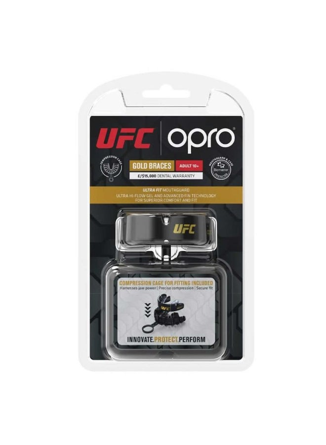 OPRO SELF FIT UFC GOLD BRACES BLACK/SILVER ADULT - Image 2