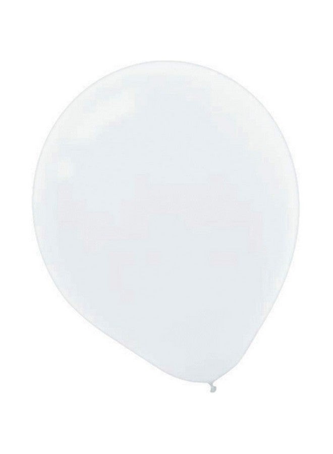 Amscan Plain Round Latex Balloons | White Silk | Pack of 50 | Party Decor, 5" - Image 1