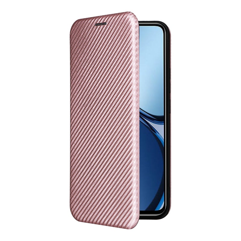 HuHa Case Cover For OPPO Reno12 Pro 5G Global Carbon Fiber Texture Flip Leather Phone Case(Pink) - Image 2