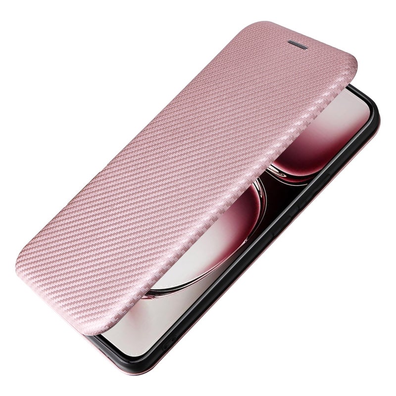 HuHa Case Cover For OPPO Reno12 Pro 5G Global Carbon Fiber Texture Flip Leather Phone Case(Pink) - Image 5