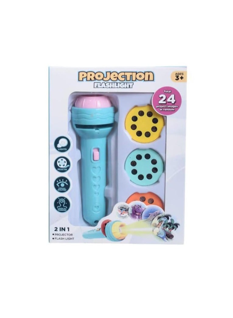Projector Flashlight Toy, 3 Sides, 24 Patterns - Multicolor