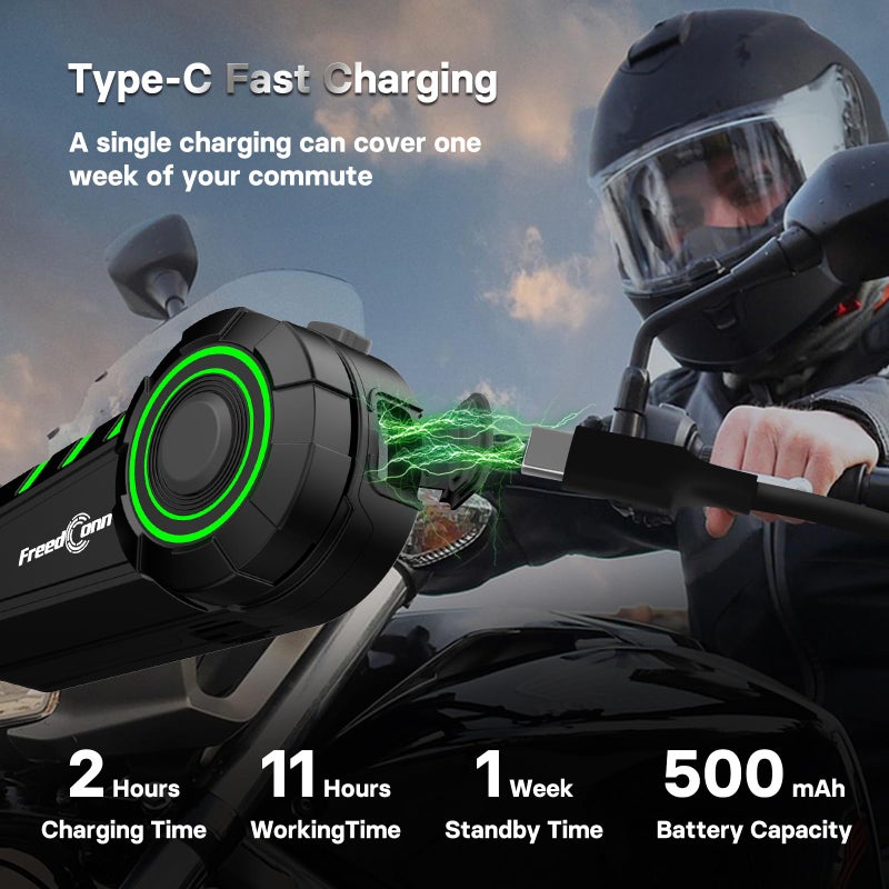 FreedConn Motorcycle Bluetooth Headset KY Bluetooth Helmet Intercom Motorcycle Communication Systems with CVC Noise Cancellation Stereo Music IP65 for Full/Half Face Helmet Basic Single People Use - Image 5