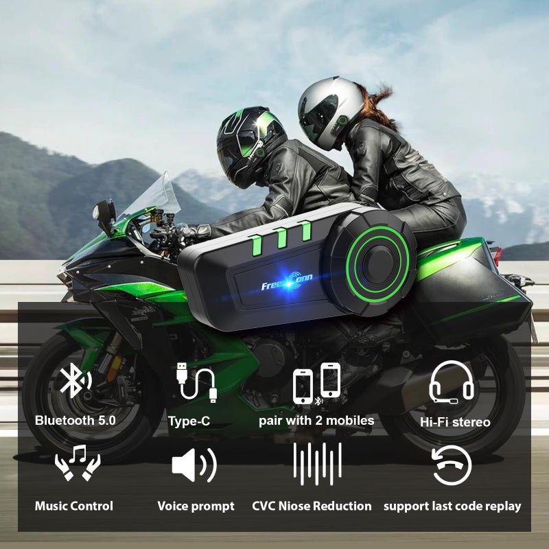 FreedConn Motorcycle Bluetooth Headset KY Bluetooth Helmet Intercom Motorcycle Communication Systems with CVC Noise Cancellation Stereo Music IP65 for Full/Half Face Helmet Basic Single People Use - Image 2