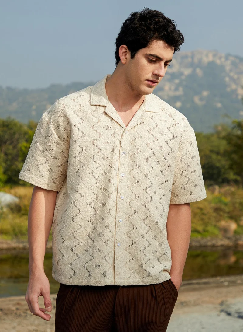 كامبوس سوترا قميص كامبس سوترا رجالي أوف وايت زيج تريل كوبي مقاس كبير كاجوال