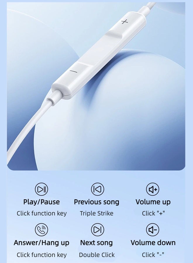 REMAX RM-702i Wired Earphones, Lightning Connector, In-Ear Design, Built-In HD Stereo Microphone, Volume Control, White, Suitable For Music, Calls, Games. Compatible With iPhone 14/13/12/11/X/Xs/Pro/ProMax/Plus and Other Lightning Devices. - Image 4