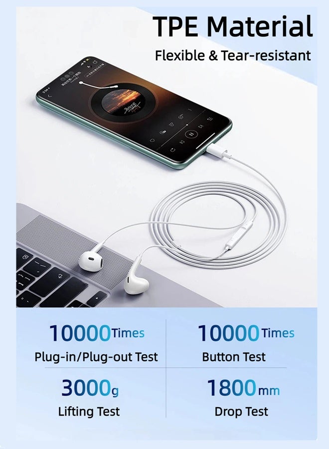 REMAX RM-702i Wired Earphones, Lightning Connector, In-Ear Design, Built-In HD Stereo Microphone, Volume Control, White, Suitable For Music, Calls, Games. Compatible With iPhone 14/13/12/11/X/Xs/Pro/ProMax/Plus and Other Lightning Devices. - Image 5