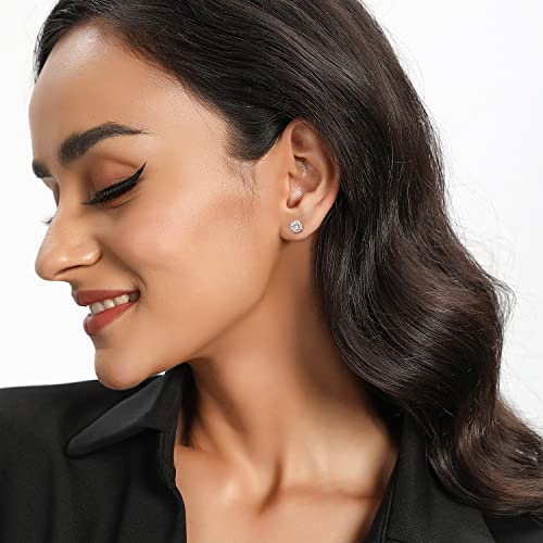 MDFUN Titanium Stud Earrings Set Hypoallergenic Cubic Zirconia Round CZ 4 Prong Surgical 316L Stainless Steel Stud Earring for Women and Men 3-6mm Pack of 4 - Image 2