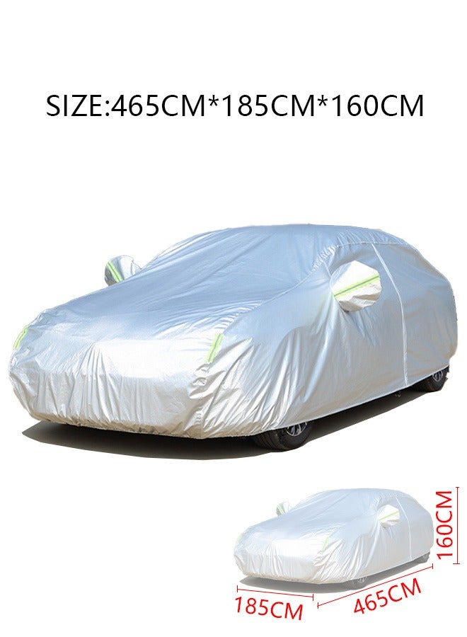 Outdoor Car Cover All Weather for Sedan, UV & Heat Protection Full Car Cover with Reflective Strips, Windproof Straps & Elastic Edges, Sandstorm & Dust Resistant, Universal Fit, Silver - Image 1