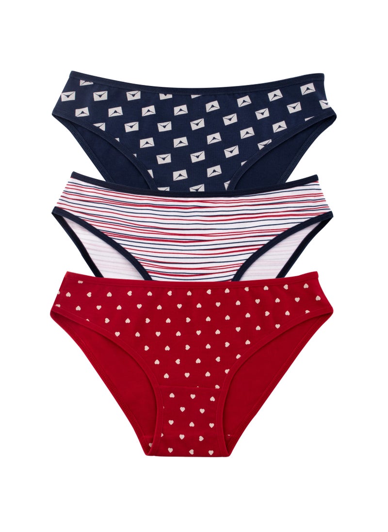 Milk - Women's Bikini Panties Set of 3, Printed Cotton Underwear, Soft & Comfortable, Stylish Design for Everyday Wear - Image 1