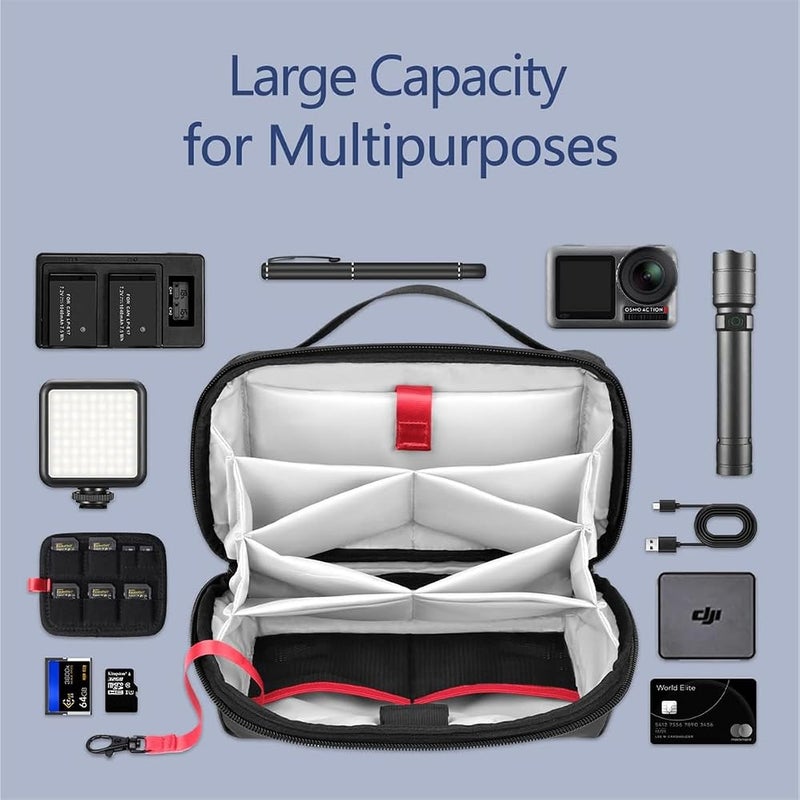 Excefore Electronics Organizer, Waterproof Travel Accessory Handle Bag for Tech Pouch for Cables, Camera Batteries, Power Bank, SD/TF Cards, Black - Image 2
