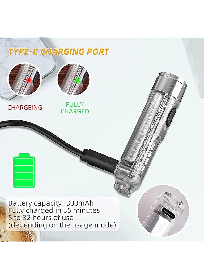 Mini LED Flashlights USB Rechargeable Small Keychain Flashlight with 11 Modes of Main Side Light Portable Pocket EDC Flash Light for Daily Using Backpacking Camping and Hiking etc. - Image 3