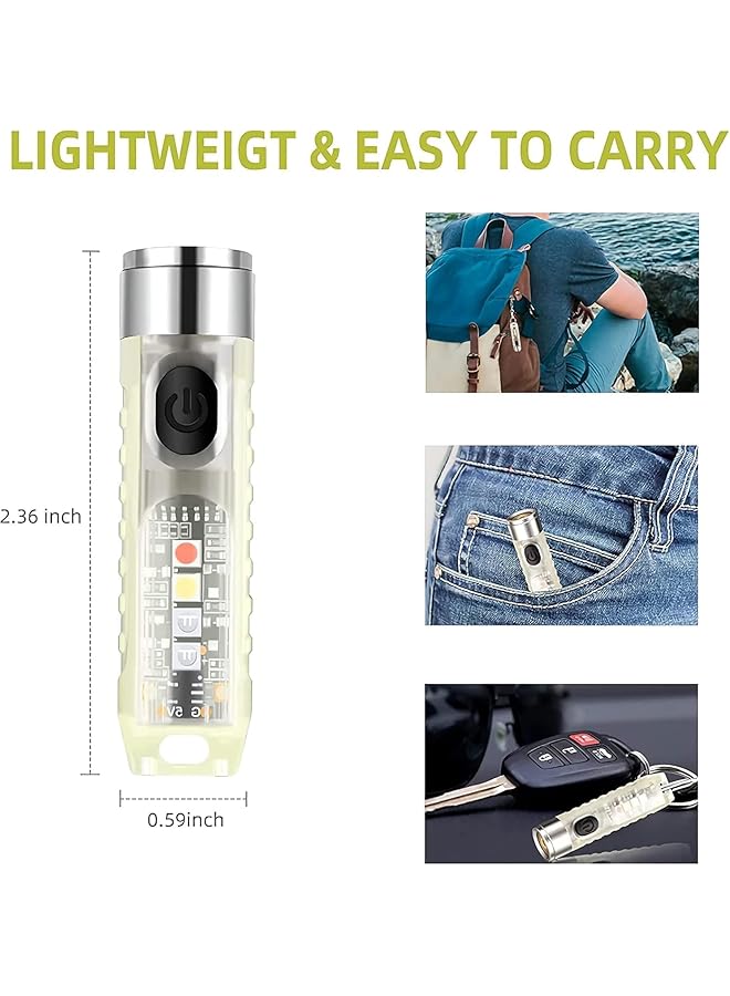 Mini LED Flashlights USB Rechargeable Small Keychain Flashlight with 11 Modes of Main Side Light Portable Pocket EDC Flash Light for Daily Using Backpacking Camping and Hiking etc. - Image 4