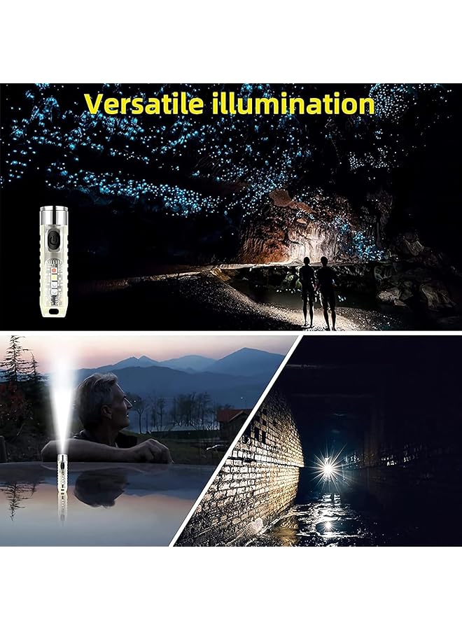 Mini LED Flashlights USB Rechargeable Small Keychain Flashlight with 11 Modes of Main Side Light Portable Pocket EDC Flash Light for Daily Using Backpacking Camping and Hiking etc. - Image 2