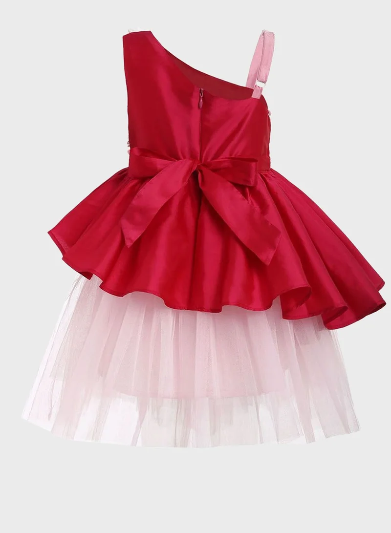 A Little Fable Kids One-Shoulder Peony Garden Dress