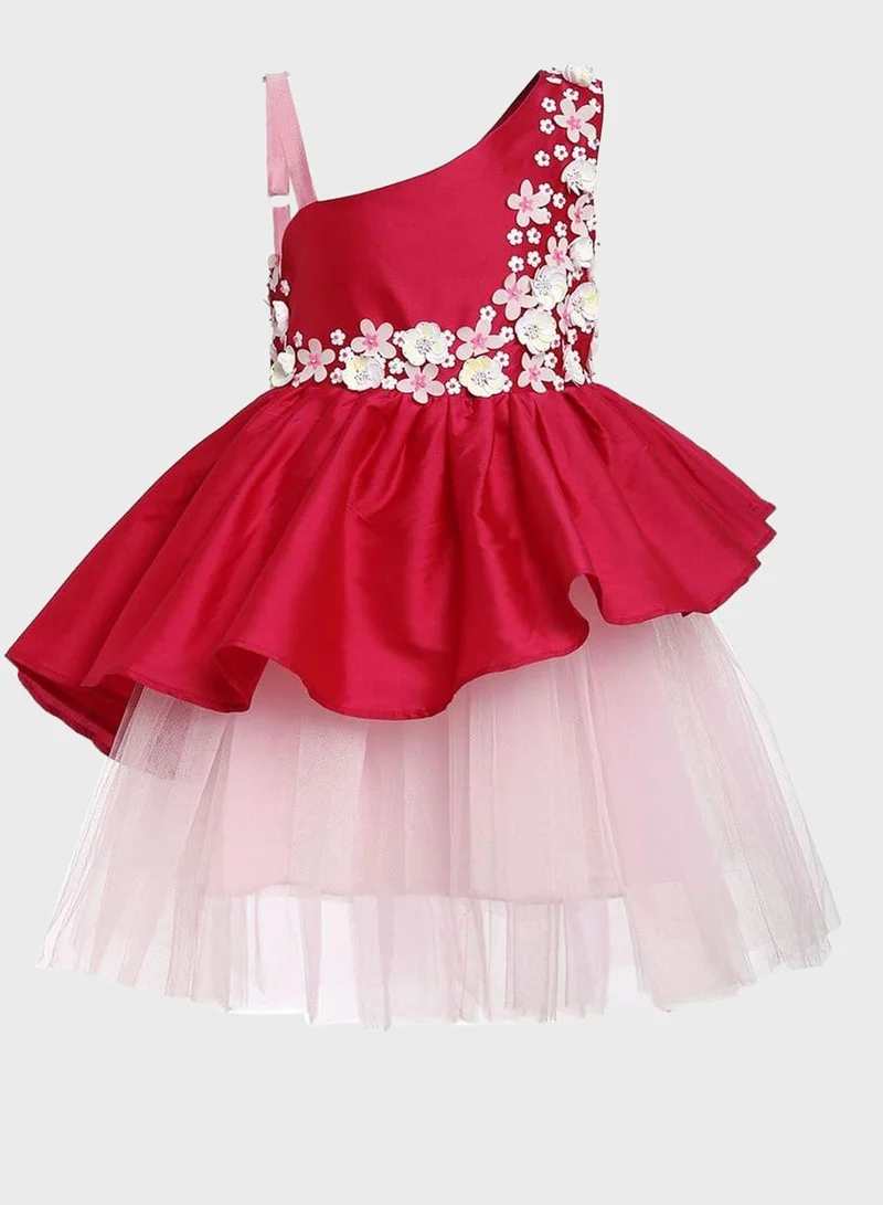 A Little Fable Kids One-Shoulder Peony Garden Dress