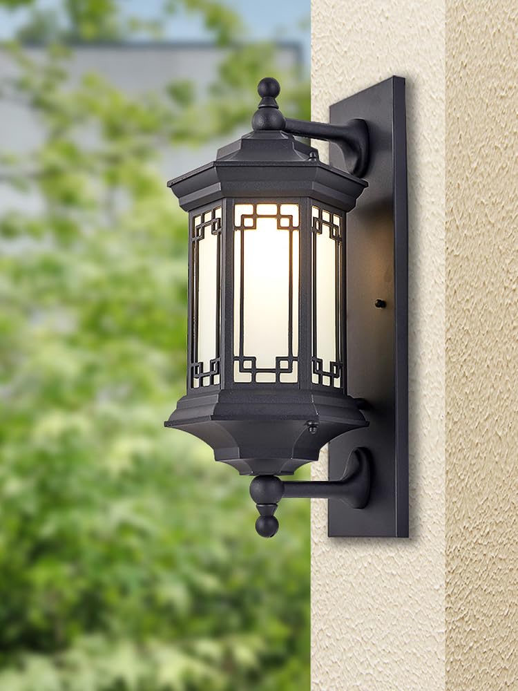 CITRA Outdoor Wall Light Fixture Black Color Exterior Lantern Waterproof Lamp - Warm White - Image 2