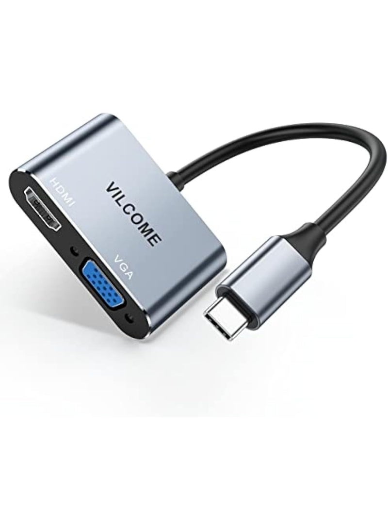محول USB C إلى HDMI VGA ، محول محول USB Type C إلى VGA HDMI Splitter 2 في 1 لـ MacBook Pro / iPad Pro / Air 2021 2020 2019 2018 ، Dell XPS 13/15 ، Surface Pro ، Chromebook ، Galaxy S20 - Image 3