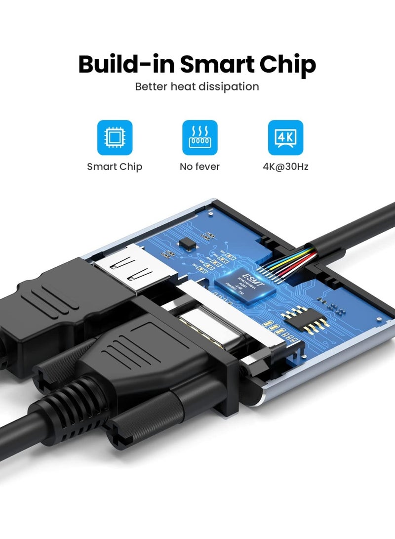 محول USB C إلى HDMI VGA ، محول محول USB Type C إلى VGA HDMI Splitter 2 في 1 لـ MacBook Pro / iPad Pro / Air 2021 2020 2019 2018 ، Dell XPS 13/15 ، Surface Pro ، Chromebook ، Galaxy S20 - Image 4