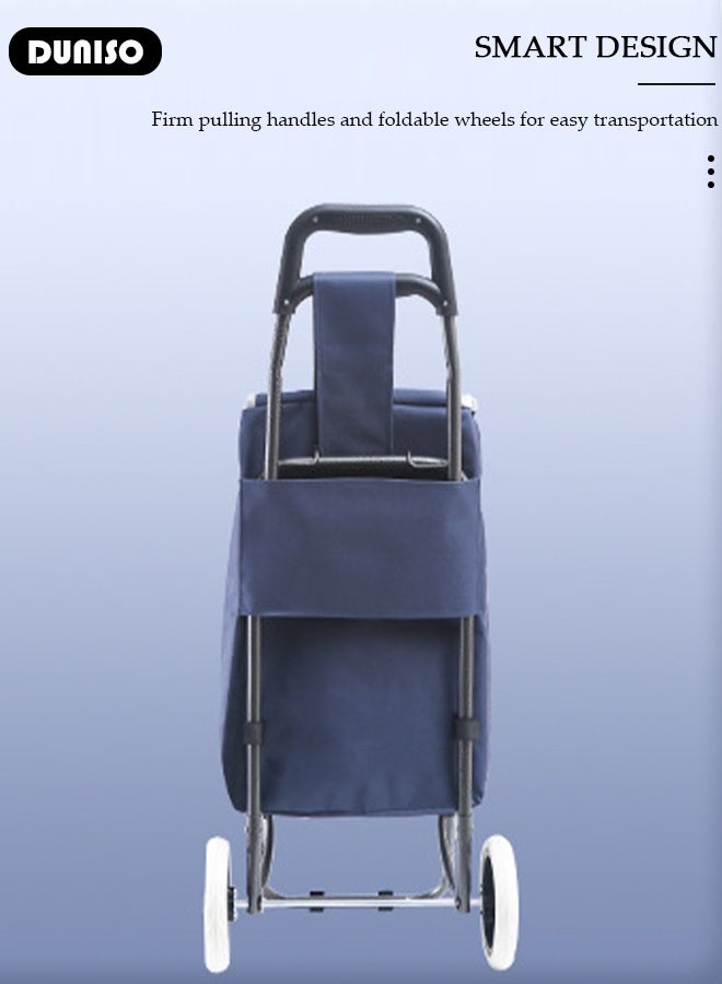 DUNISO Folding Shopping Trolley Cart Portable Lightweight Shopping Carts Foldable Hand Truck with 2 Wheels Reusable Practical Trolley Bags,Suitable for Groceries, Shopping, Kitchen, and Travel  - Image 5