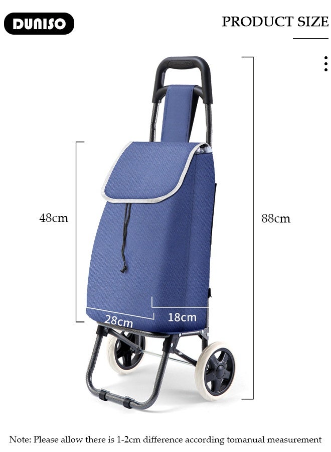 DUNISO Folding Shopping Trolley Cart Portable Lightweight Shopping Carts Foldable Hand Truck with 2 Wheels Reusable Practical Trolley Bags,Suitable for Groceries, Shopping, Kitchen, and Travel  - Image 2