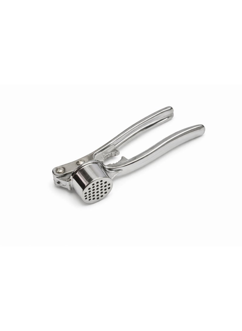 Heavy Duty Metal Garlic Press & Crusher with Built-in Nutcracker - Silver | Manual Kitchen Garlic Mincer - Image 1