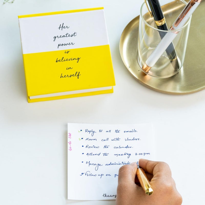 CHAARPAI Jotter Notepad For Daily Notes & Ideas | Stylish "His Greatest Power is Believing in Herself" Memo Pad for Journal | Writing Pad Diary for Students, Notes, Lists, Small NoteBook With 200 Blank Pages Size-4X4 Inch - Image 2