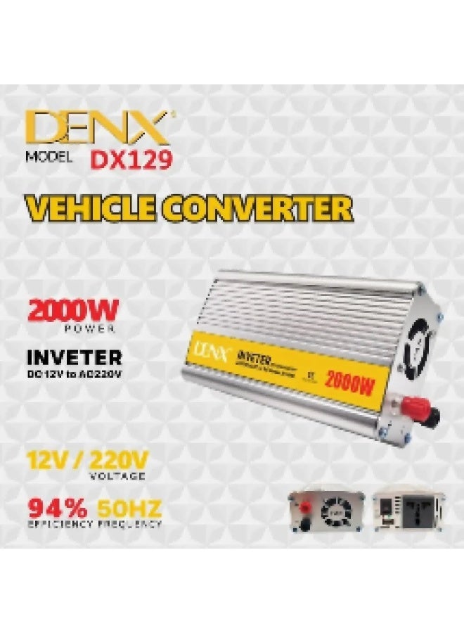 Denx DX129 2000W 12V to 220V Automotive Power Inverter with USB Port and Fast Charger - Image 2