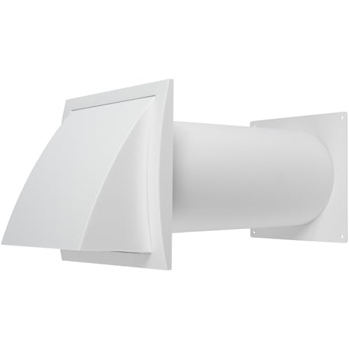 Repa Market 5 Inch Plastic Through Wall Ventilation Kit Dryer Vent Hood with Cuttable PVC Pipe and Duct Connector White Indoor Dryer Vent KitOutdoor Dryer Vent Cover Dryer Exhaust vent - Image 1