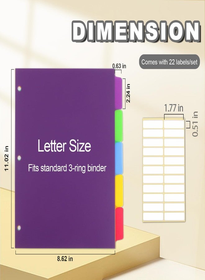 LIMANLIRY 3 Sets Colorful Binder Dividers with Tabs,Plastic Index with 5 Tabs,Big Tab Dividers for 3 Ring Binder - Image 2