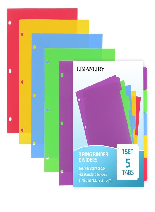 LIMANLIRY 3 Sets Colorful Binder Dividers with Tabs,Plastic Index with 5 Tabs,Big Tab Dividers for 3 Ring Binder - Image 1