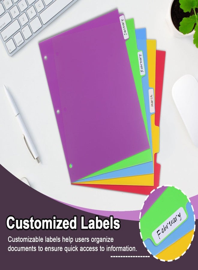 LIMANLIRY 3 Sets Colorful Binder Dividers with Tabs,Plastic Index with 5 Tabs,Big Tab Dividers for 3 Ring Binder - Image 3