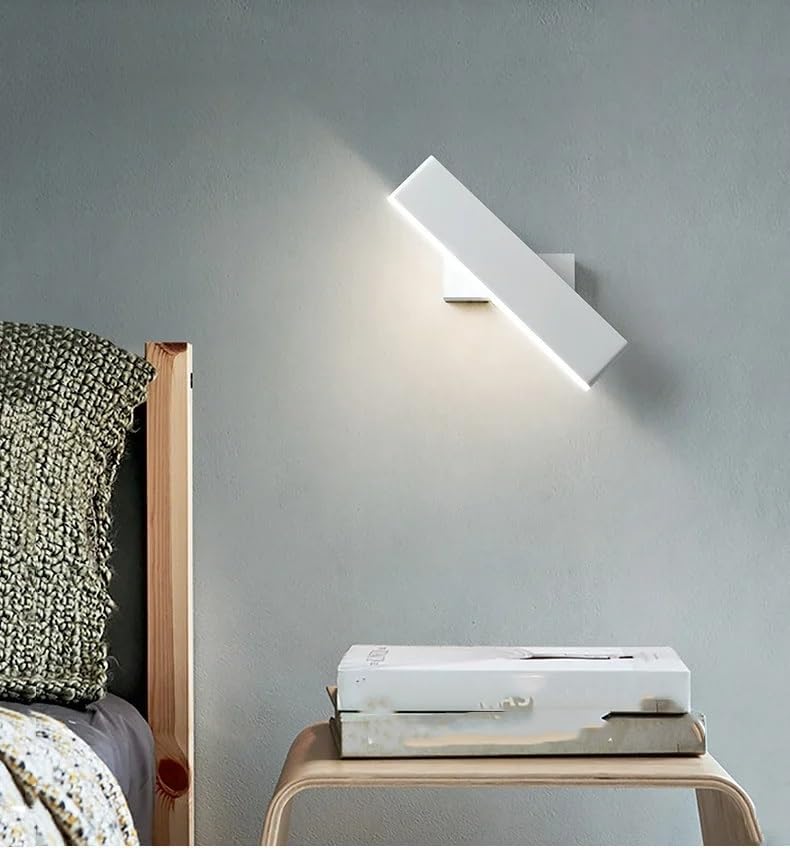 Nordic Bedside Wall Lamp Can Be Rotated Minimalist Living Room Background Light Corridor Home,Energy Conservation (White) - Image 1