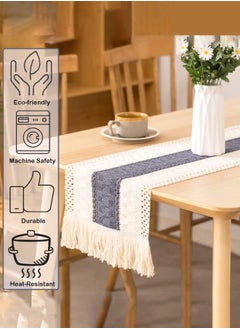 XnYao Modern Table Runners Simple Nordic Style Beige Table Flags Handmade Tassel Cotton Linen Tablecloth Bed Runners Table Decoration for Party, Wedding Ect 12 x 71 Inches  - Image 3