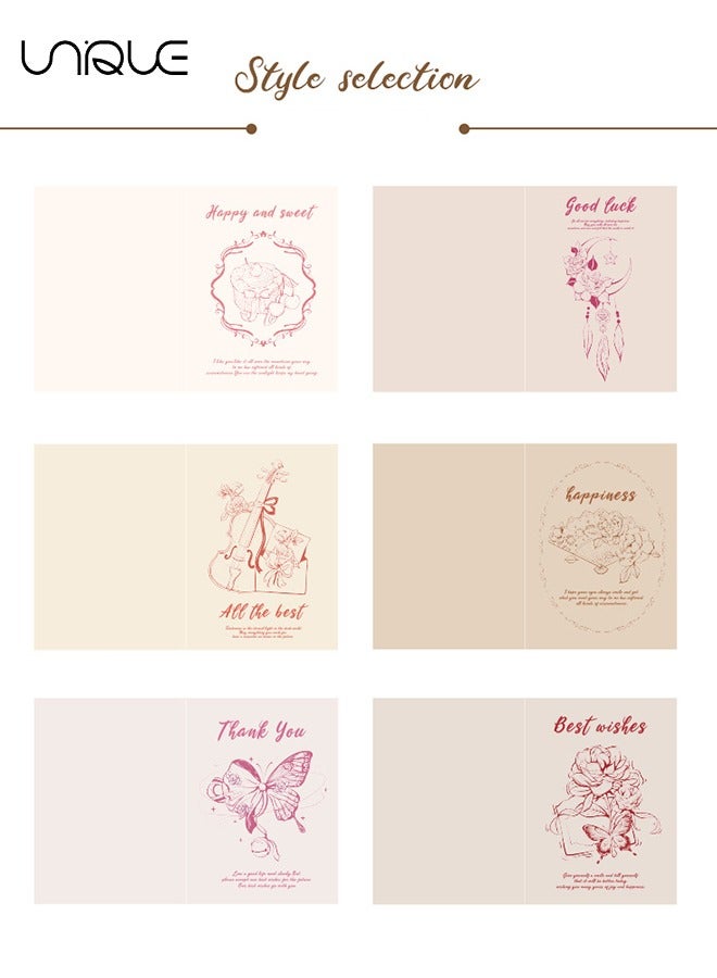 Unique 12 Vintage Literary Greeting Cards, Rose Pattern Greeting Cards, Violin Pattern Greeting Cards, Pink Greeting Cards, Greeting Cards for Teachers, Friends, Classmates, Colleagues, etc - Image 3