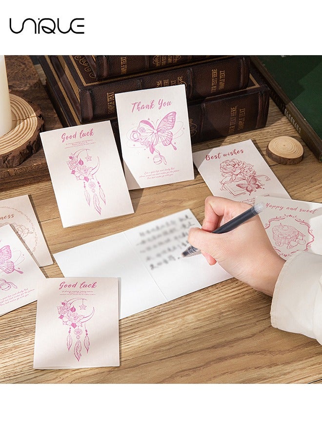 Unique 12 Vintage Literary Greeting Cards, Rose Pattern Greeting Cards, Violin Pattern Greeting Cards, Pink Greeting Cards, Greeting Cards for Teachers, Friends, Classmates, Colleagues, etc - Image 4